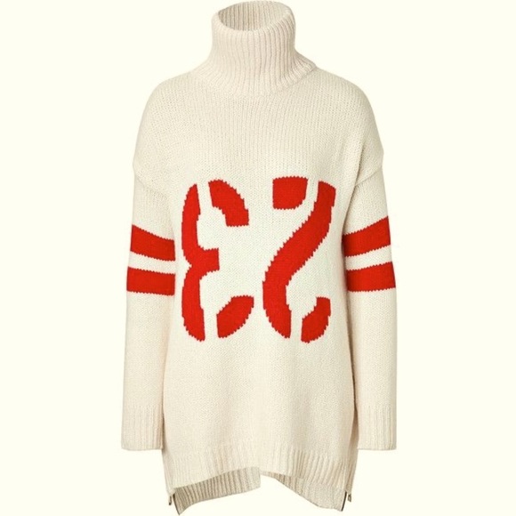 Zadig & Voltaire north Bis Wool Alpaca Blend Cream Turtleneck Sweater Size M